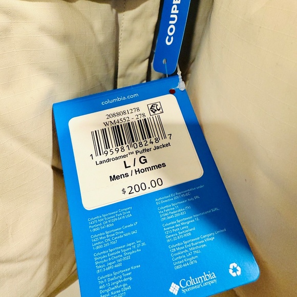 Brand new w tags! Columbia Beige Landroamer Puffer Jacket-titanium. Mens-L. - Picture 11 of 16